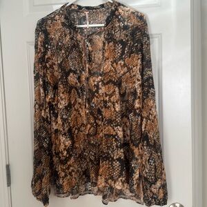 Free People Blouse, Schwarz, Brown, Beige
Tie in the fro t